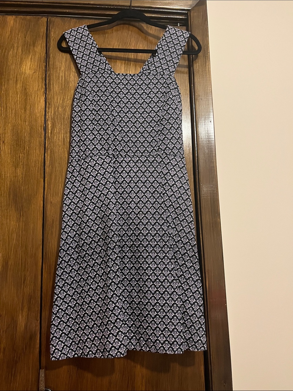 GAP Navy and White Printed Sleeveless Midi Dress